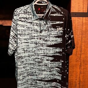 jamie sadock Aqua and Black Abstract-Striped Polo